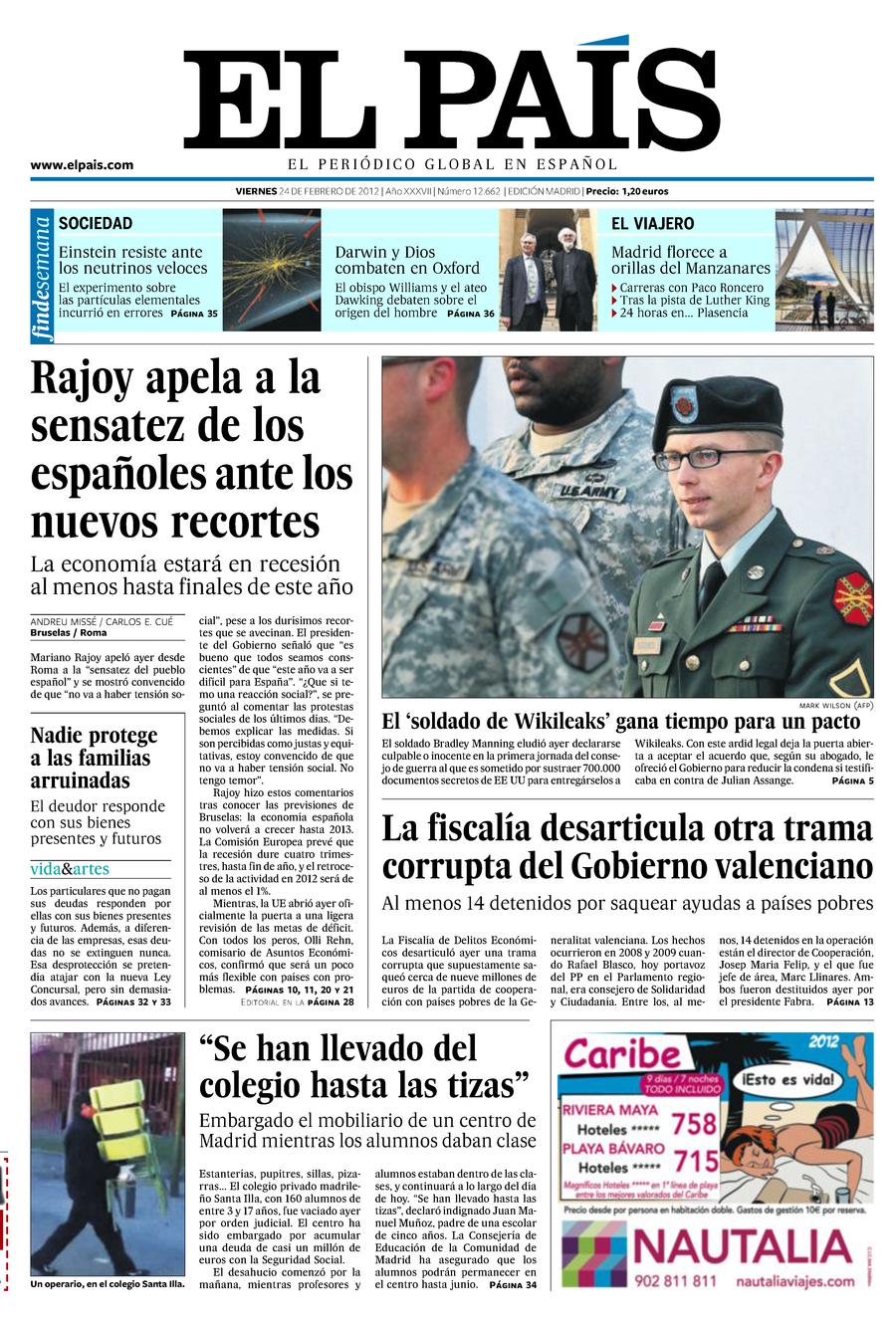 Portada 24 de Febrero de 2012 Aniversario EL PAÍS