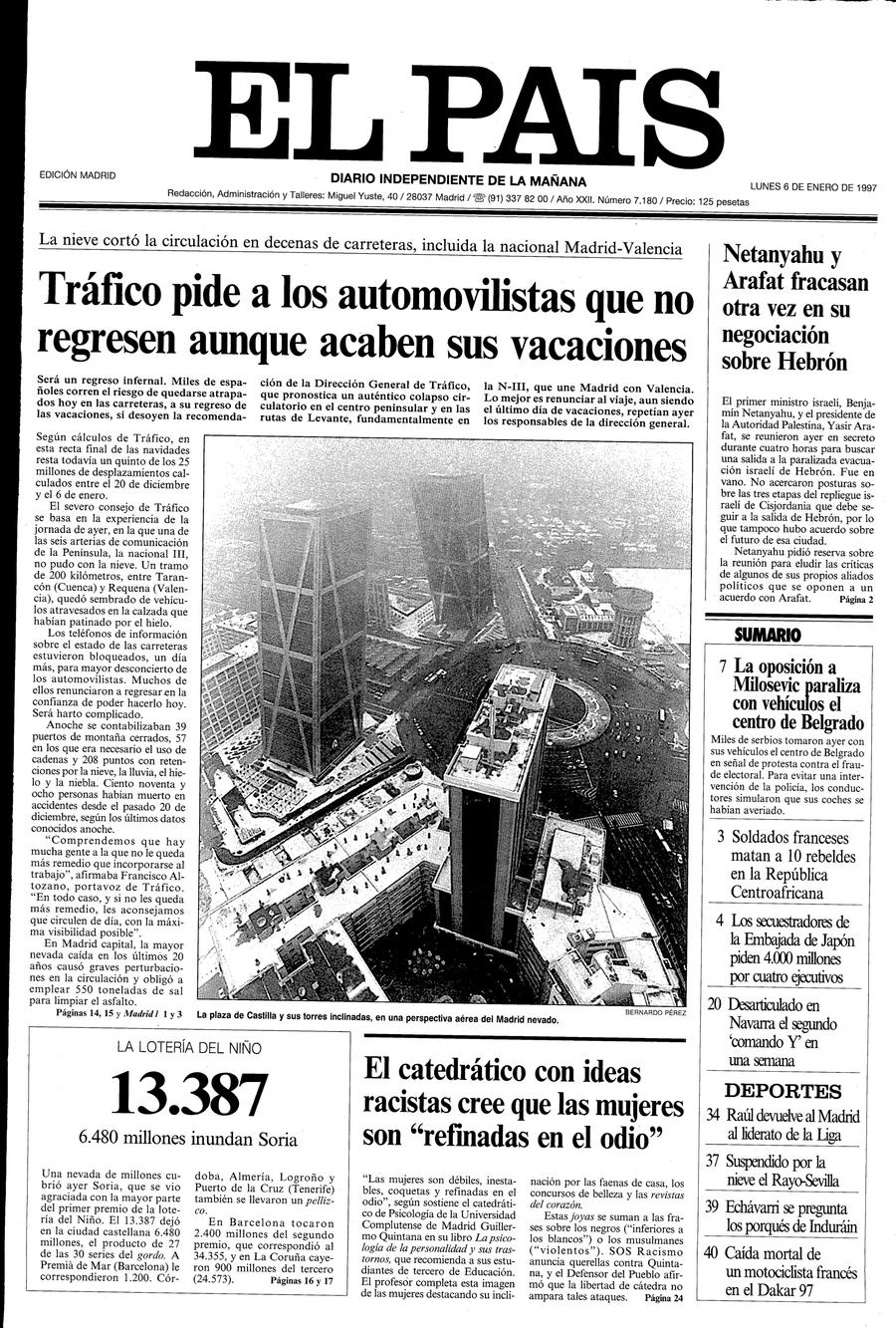 Portada de EL PAÍS del 06-01-1997