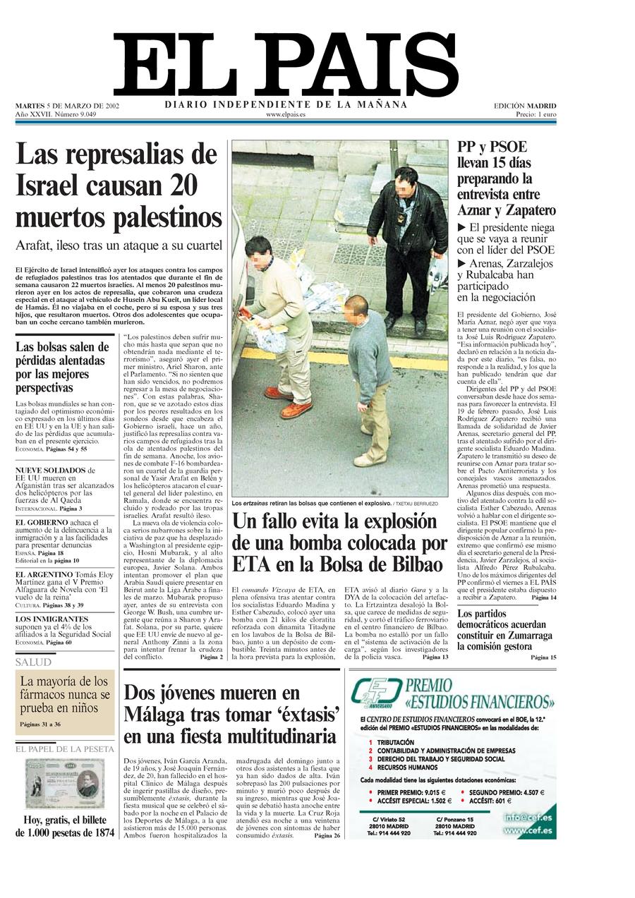Portada De El Pais Del 05 03 2002
