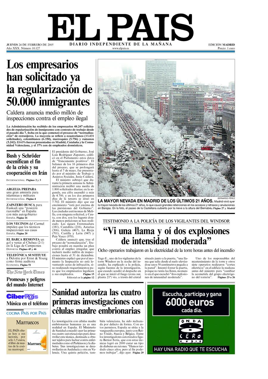 Portadas 24 febrero - Aniversario EL PAÍS