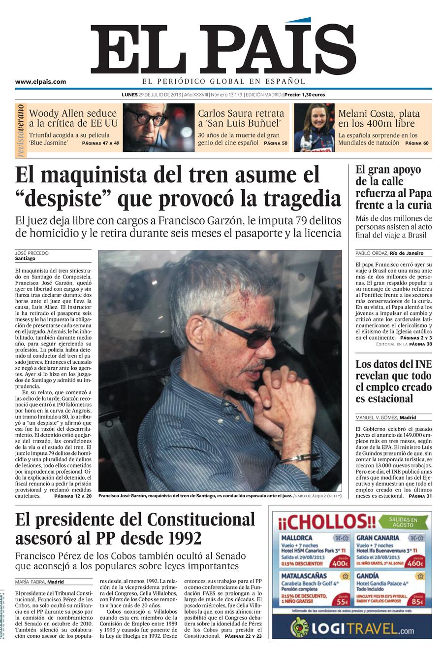 Portada De El Pais Del 29 07 2013