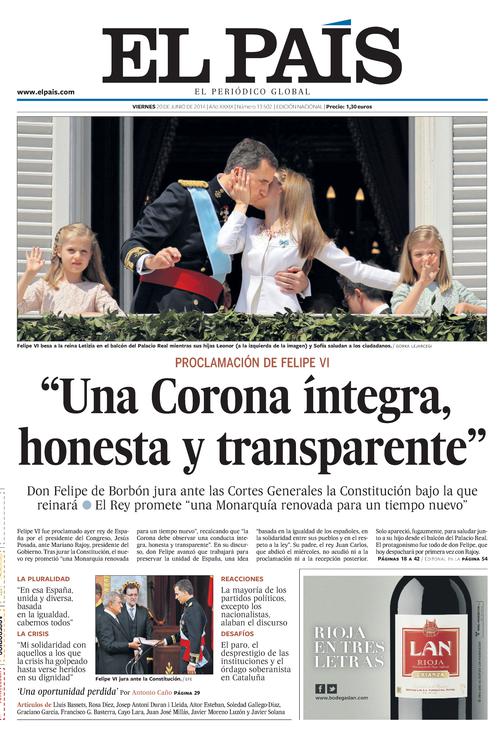 Portada de EL PAÍS del 20062014