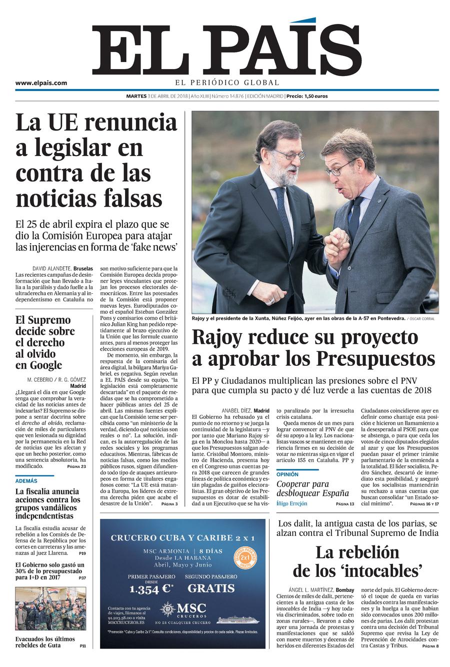 El pais portada de hoy
