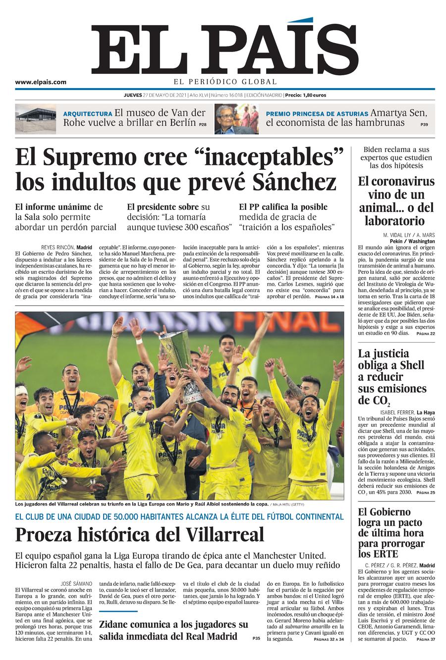 Portada de EL PAÍS