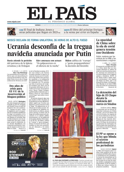 Portada de EL PAÍS del 06012023