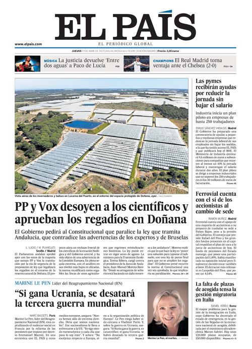 Portada del día: El País
