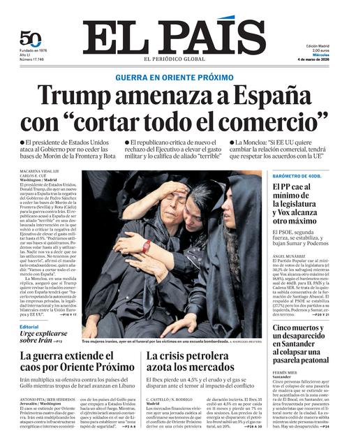 Portada EL PAÍS del 04/03/2026