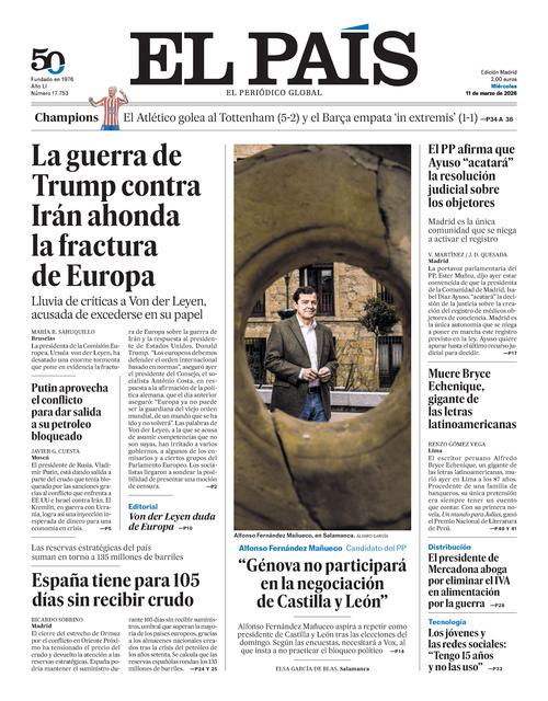 Portada EL PAÍS del 11/03/2026