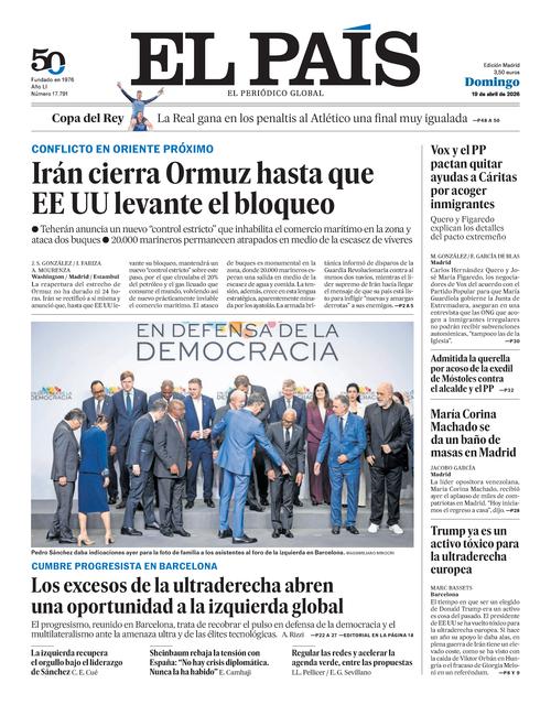 Portada EL PAÍS del 19/04/2026