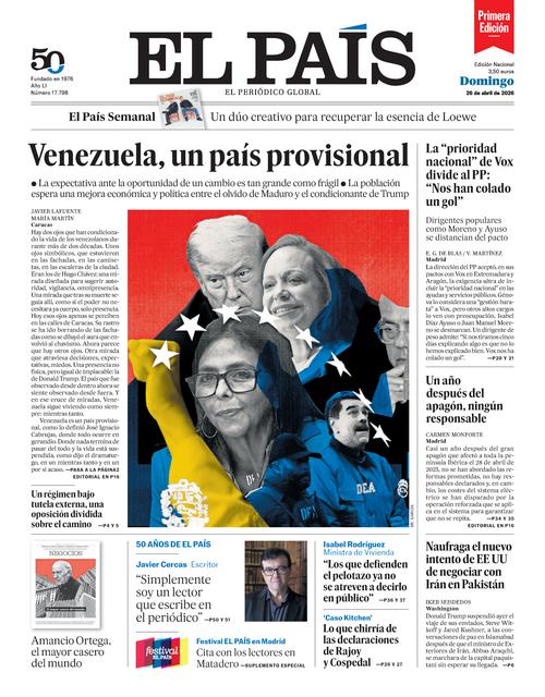 Portada EL PAÍS del 26/04/2026